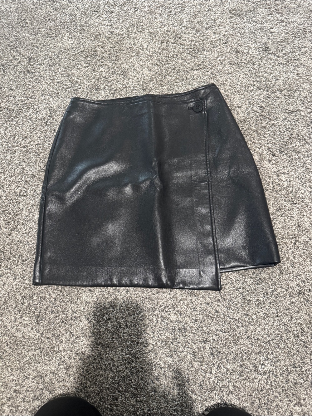Aritzia Black Faux Leather Asymmetric Mini Skirt
